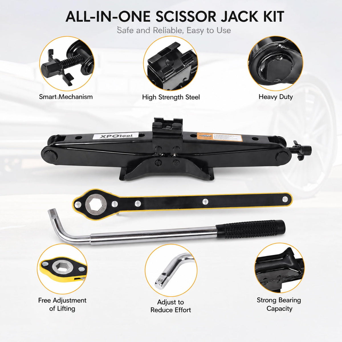 3 Ton Scissor Car Jack Kit with Wrench B8694
