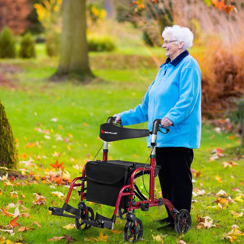 2 in 1 Folding Rollator Walker with Seat G40138