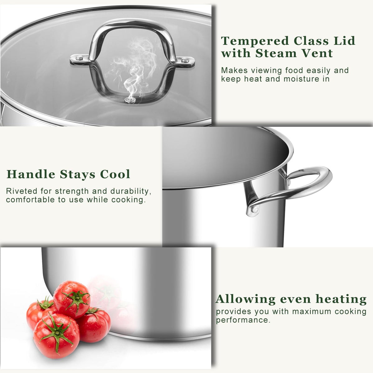 14Qt Stainless Steel Stock Pot with Lid S80614