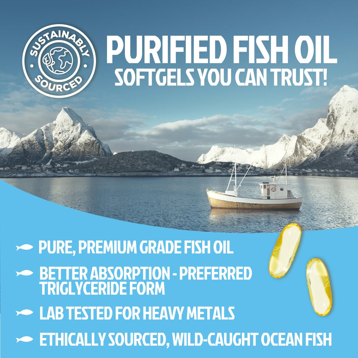 Omega 3 Fish Oil 2400mg Softgels T26173