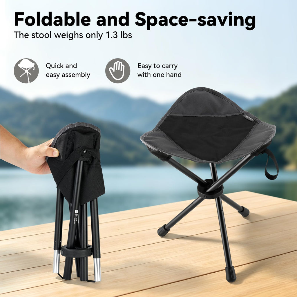 18"×14.5" Aluminum Alloy Folding Camping Stool, Black L84600