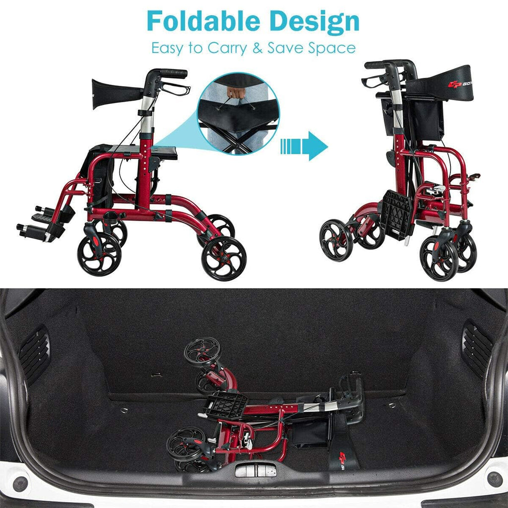 2 in 1 Folding Rollator Walker with Seat G40138