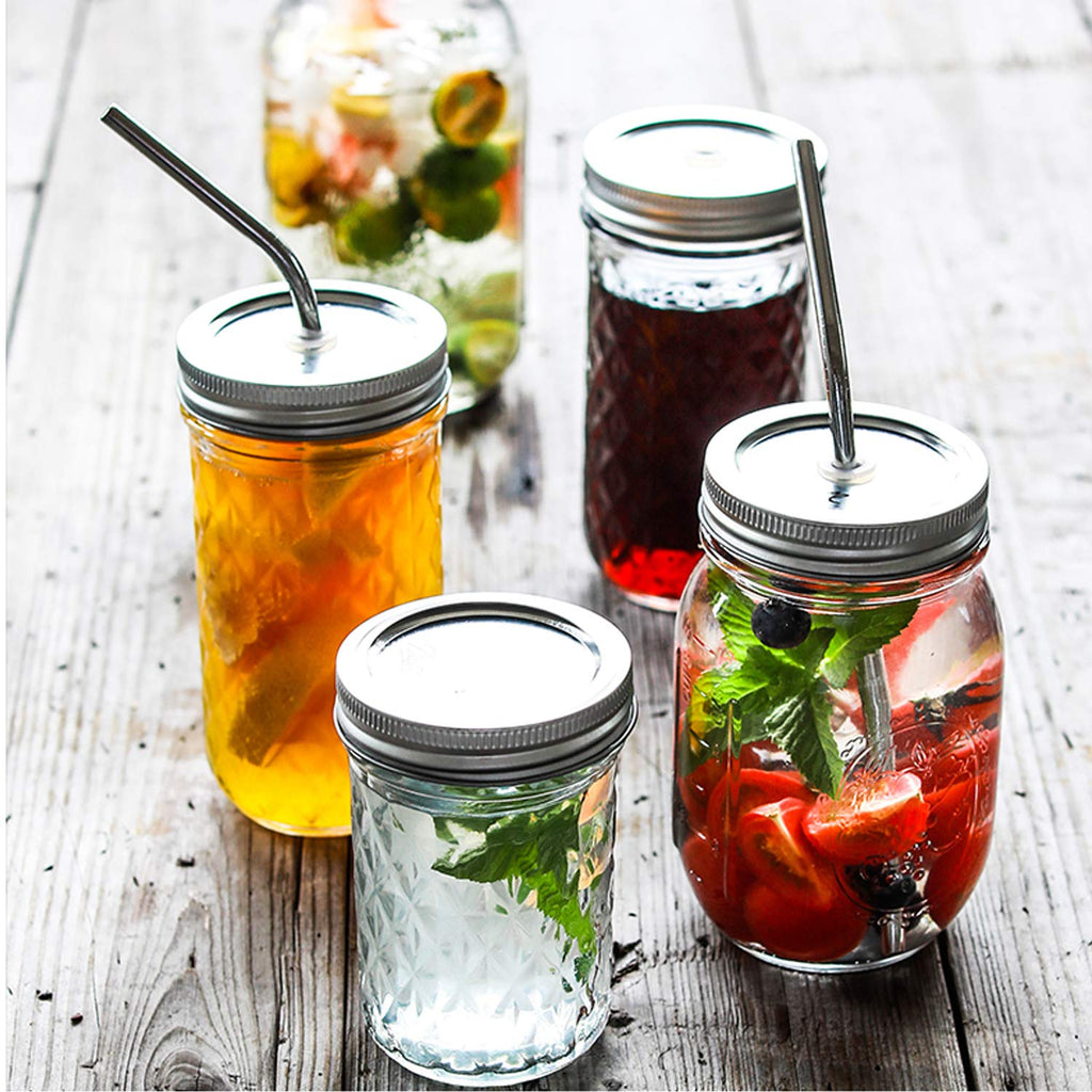 16 Pack 16 oz Glass Mason Jars with Airtight Lids and Bands Y33990