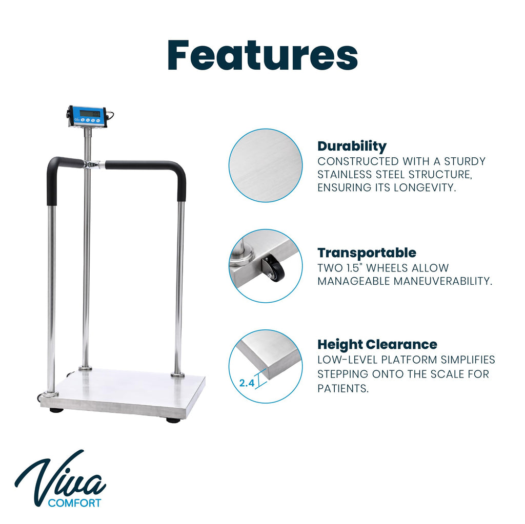 Medical Grade Digital Scale with Handles 660 lb Weight Capacity O539