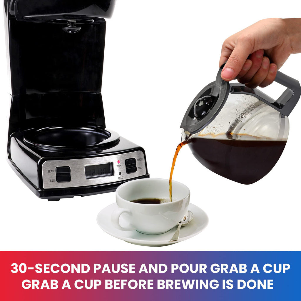 12-Cup Programmable Drip Coffee Maker with Glass Pot T4703