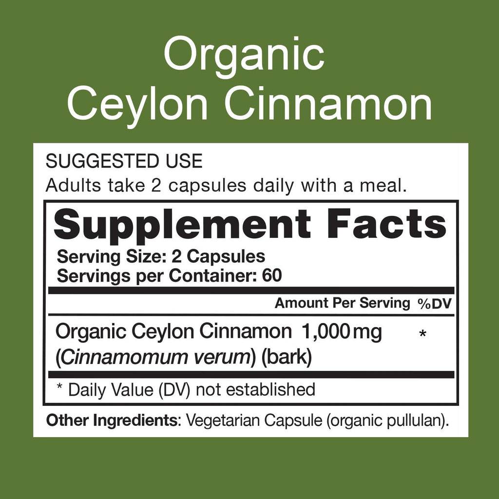 Organic Ceylon Cinnamon Supplement, 120 Capsules I9926