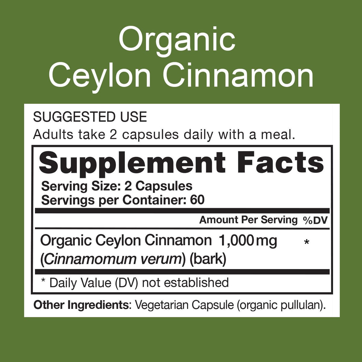 Organic Ceylon Cinnamon Supplement, 120 Capsules I9926
