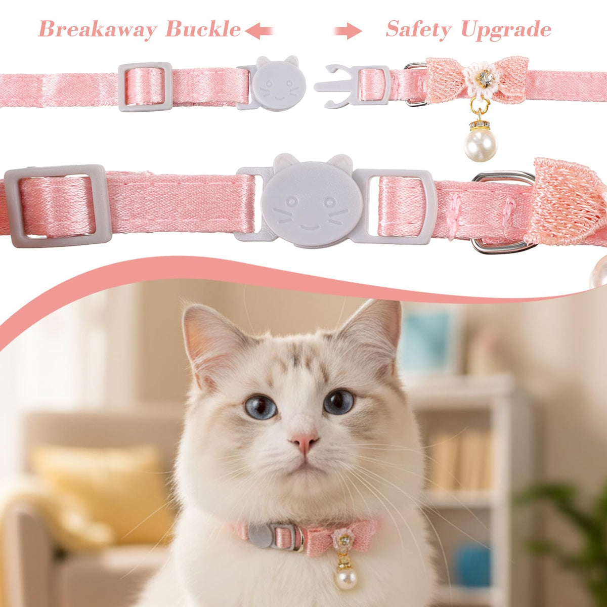 Adjustable Pink Breakaway Cat Collar O9382