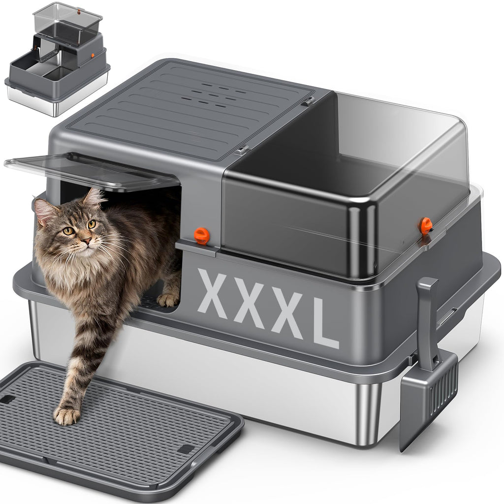 XXXL Stainless Steel Litter Box with Lid R6848