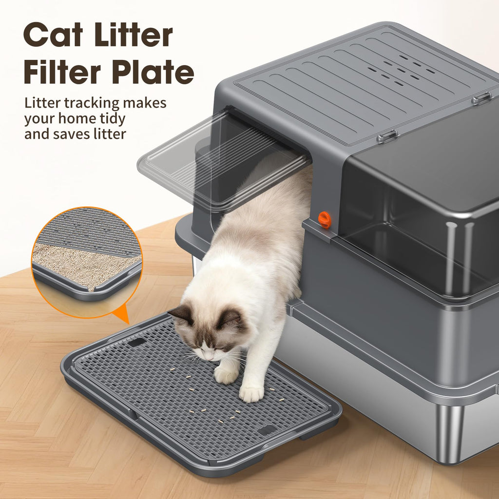 XXXL Stainless Steel Litter Box with Lid R6848