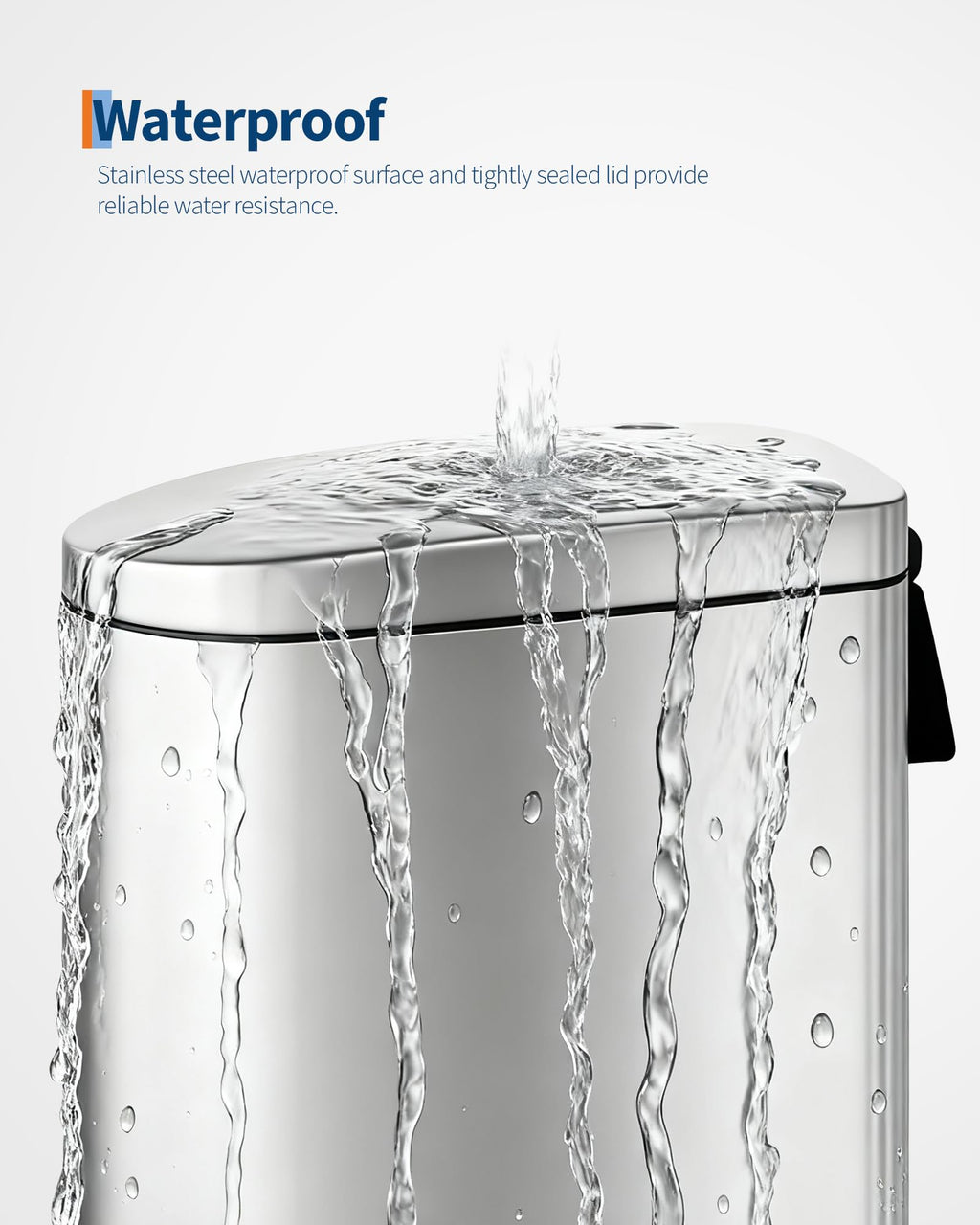 50 L Stainless Steel Kitchen Trash Can with Lid B5273