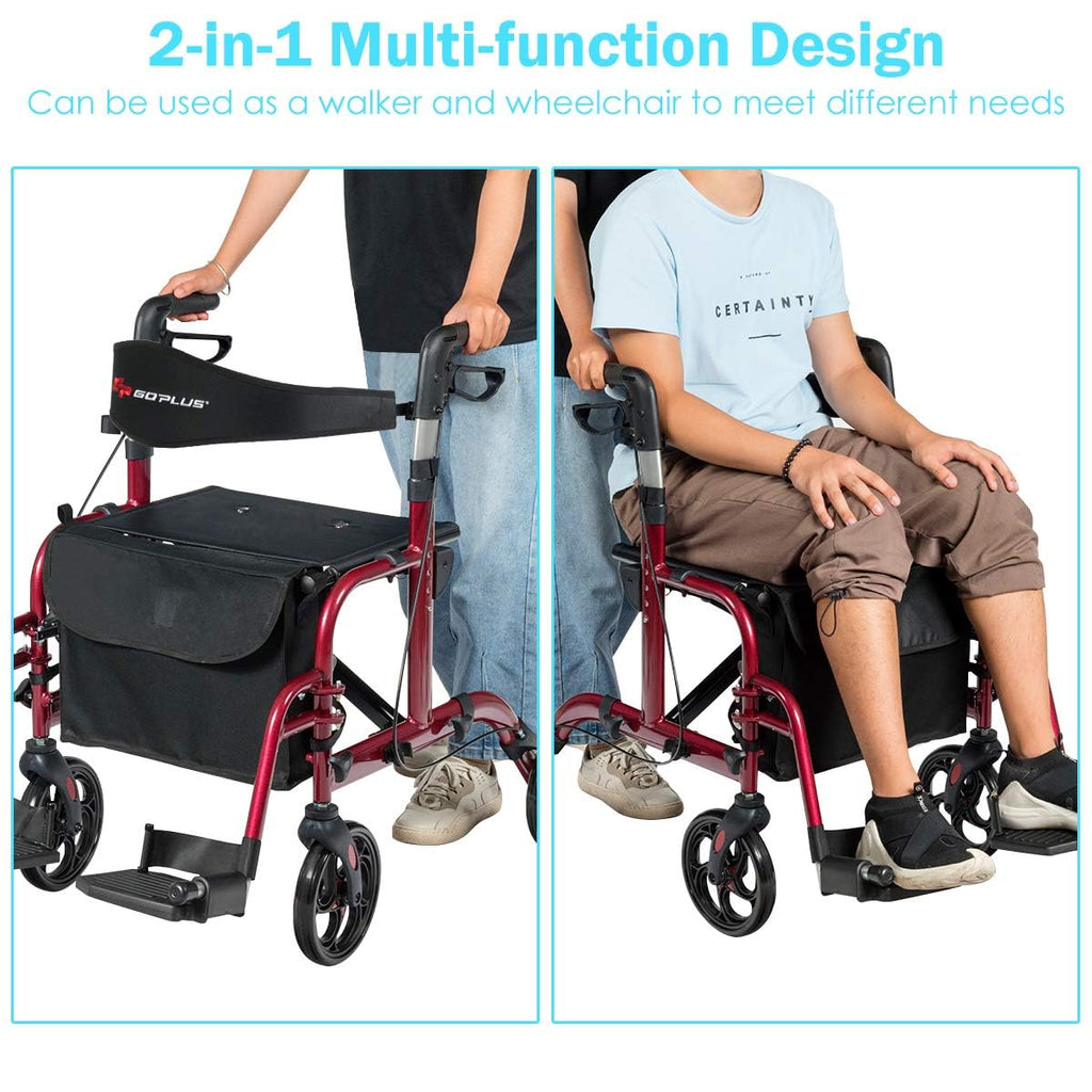 2 in 1 Folding Rollator Walker with Seat G40138