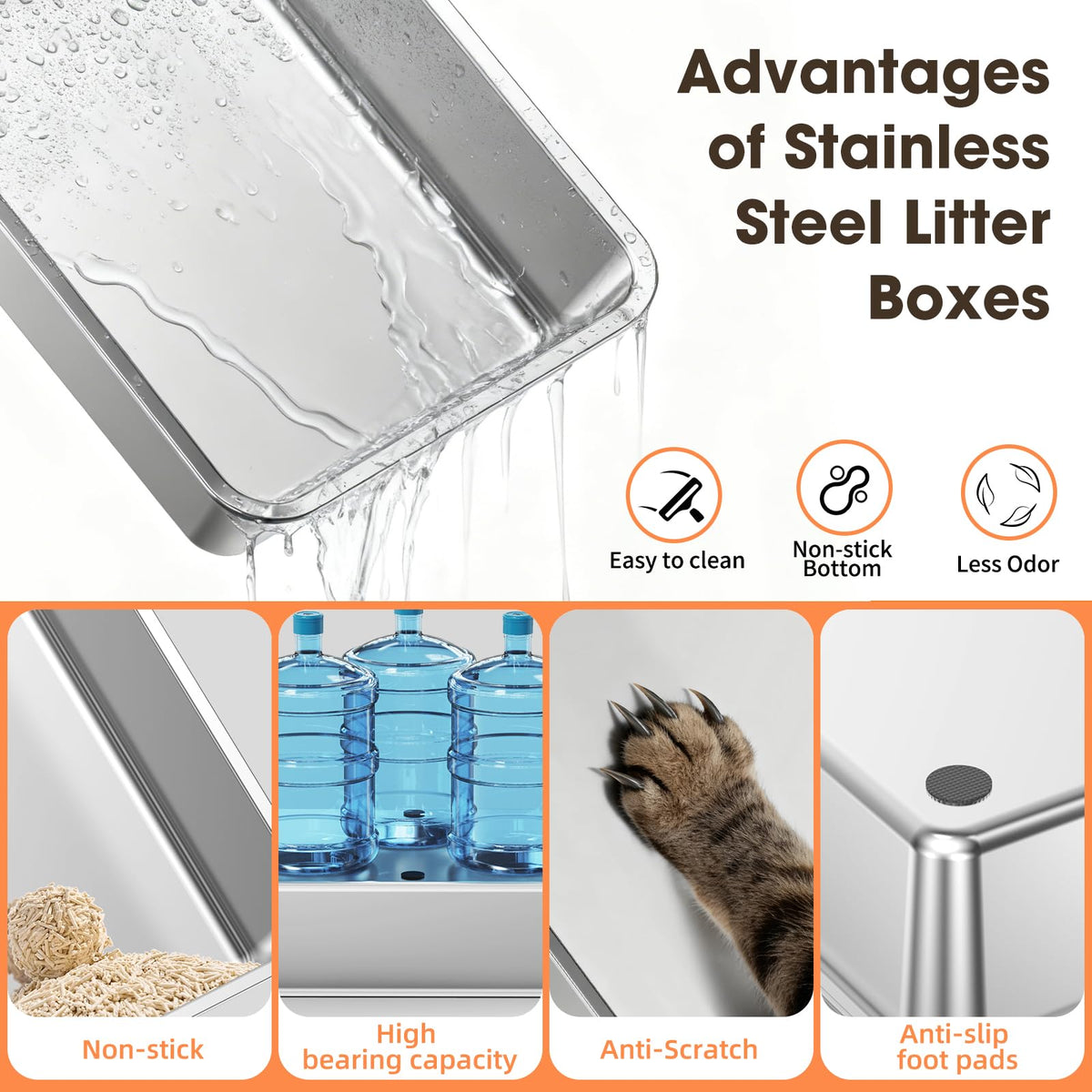 XXXL Stainless Steel Litter Box with Lid R6848