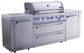 94"W Stainless Steel Modular Outdoor Kitchen Island with 6-Burner Gas Grill and White Granite Countertops Y888663