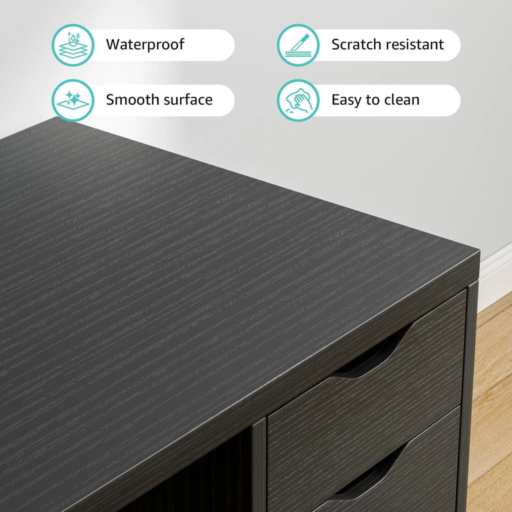 Black Computer Desk with Drawers S892