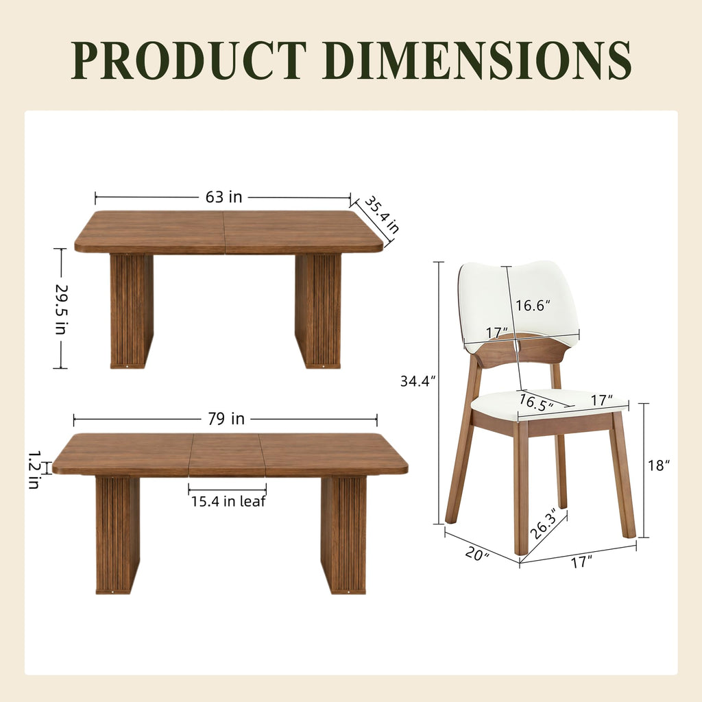 Walnut 9-Piece Extendable Dining Table Set with Storage E797