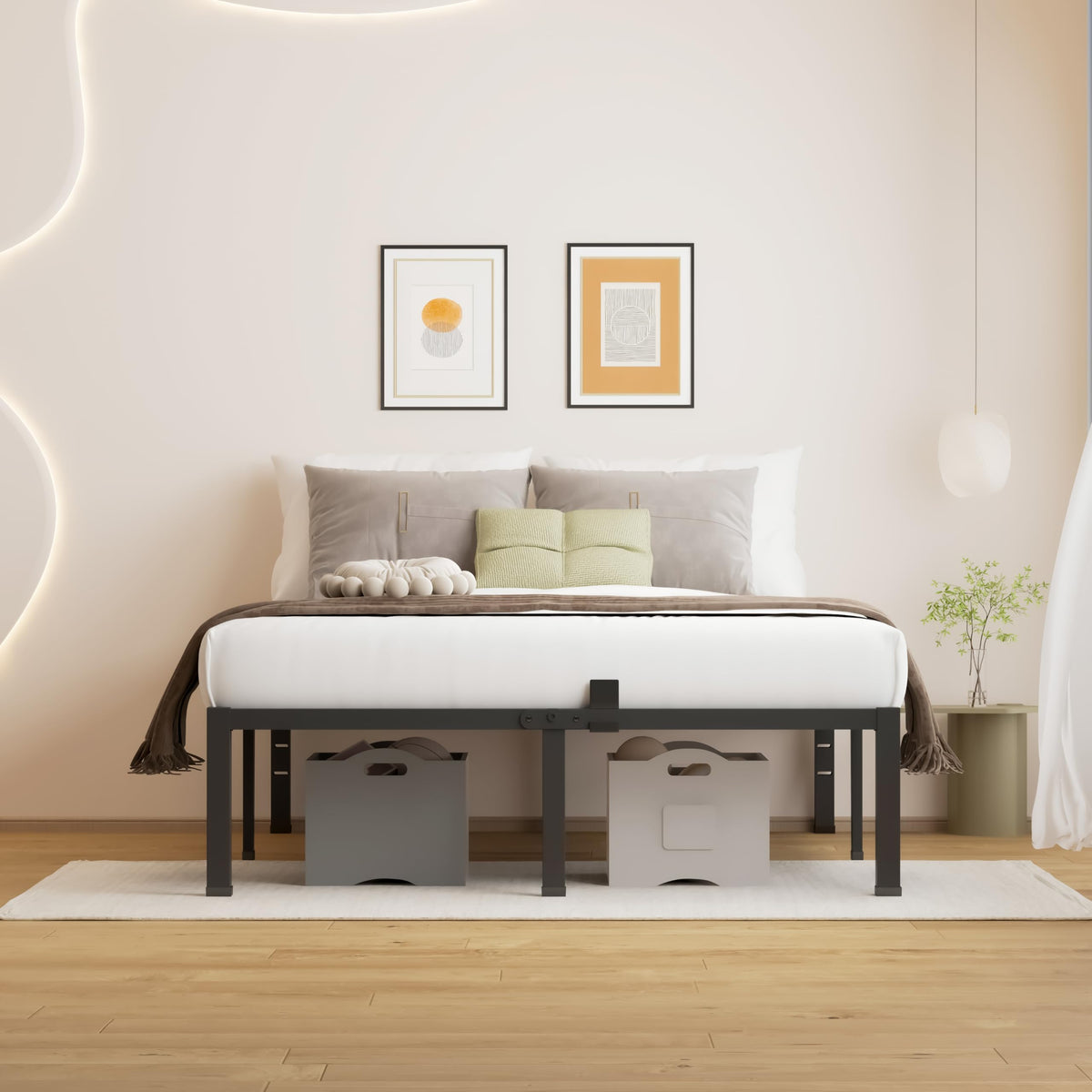 18 Inch King Size Black Metal Bed Frame Z4511
