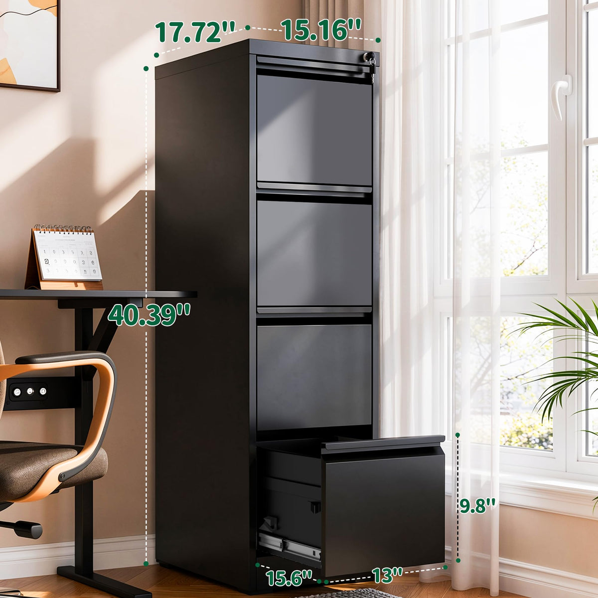 4 Drawer Metal File Cabinet with Lock I5021