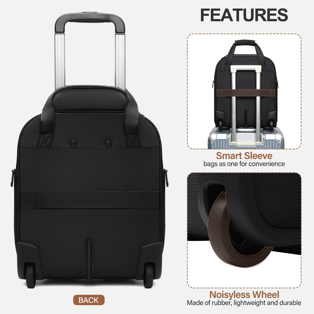 16-Inch Underseat Carry on Luggage with Wheels Black F14407