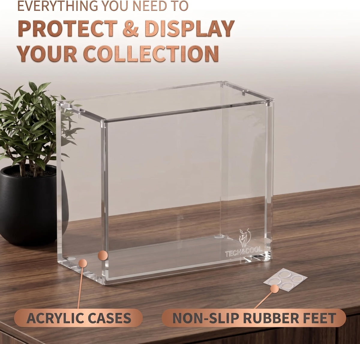 Crystal Clear 8mm 5mm Acrylic Stackable Display Case with Magnetic Lid O25200