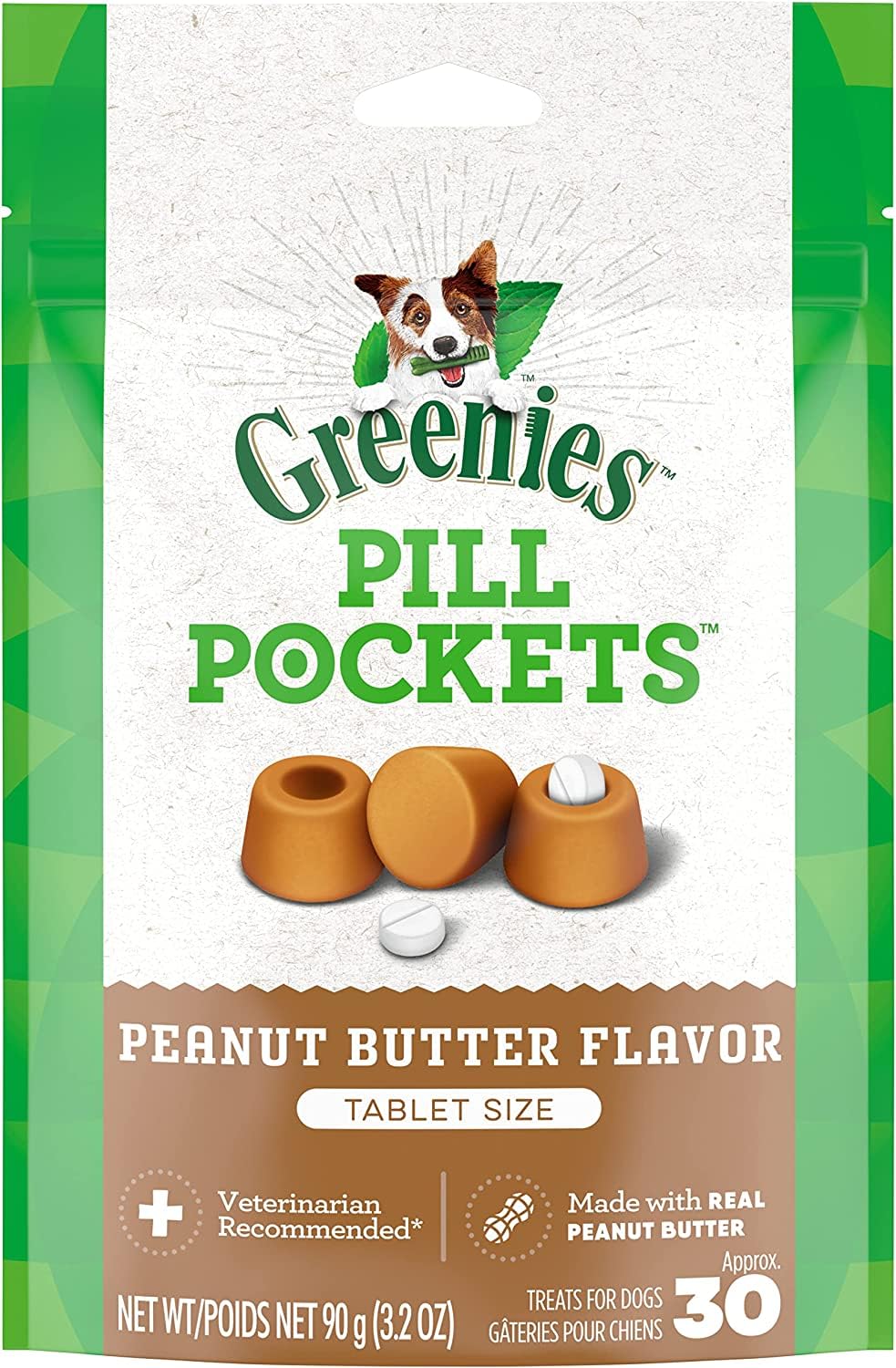 Peanut Butter Tablet Size Dog Treats 30 Count Pack of 6 O682201