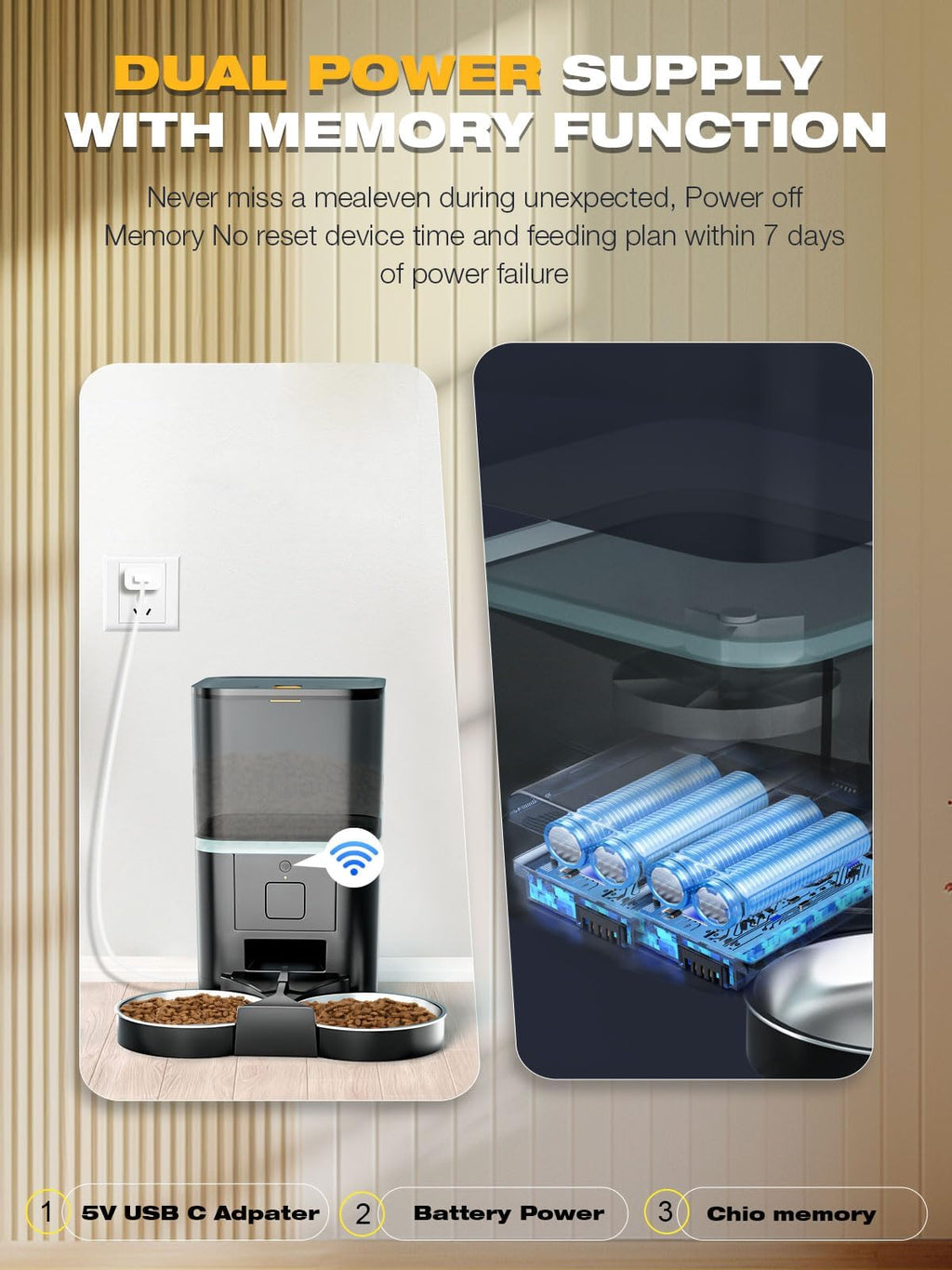 Automatic WiFi App Control Cat Feeder with Stainless Steel Bowl P2813