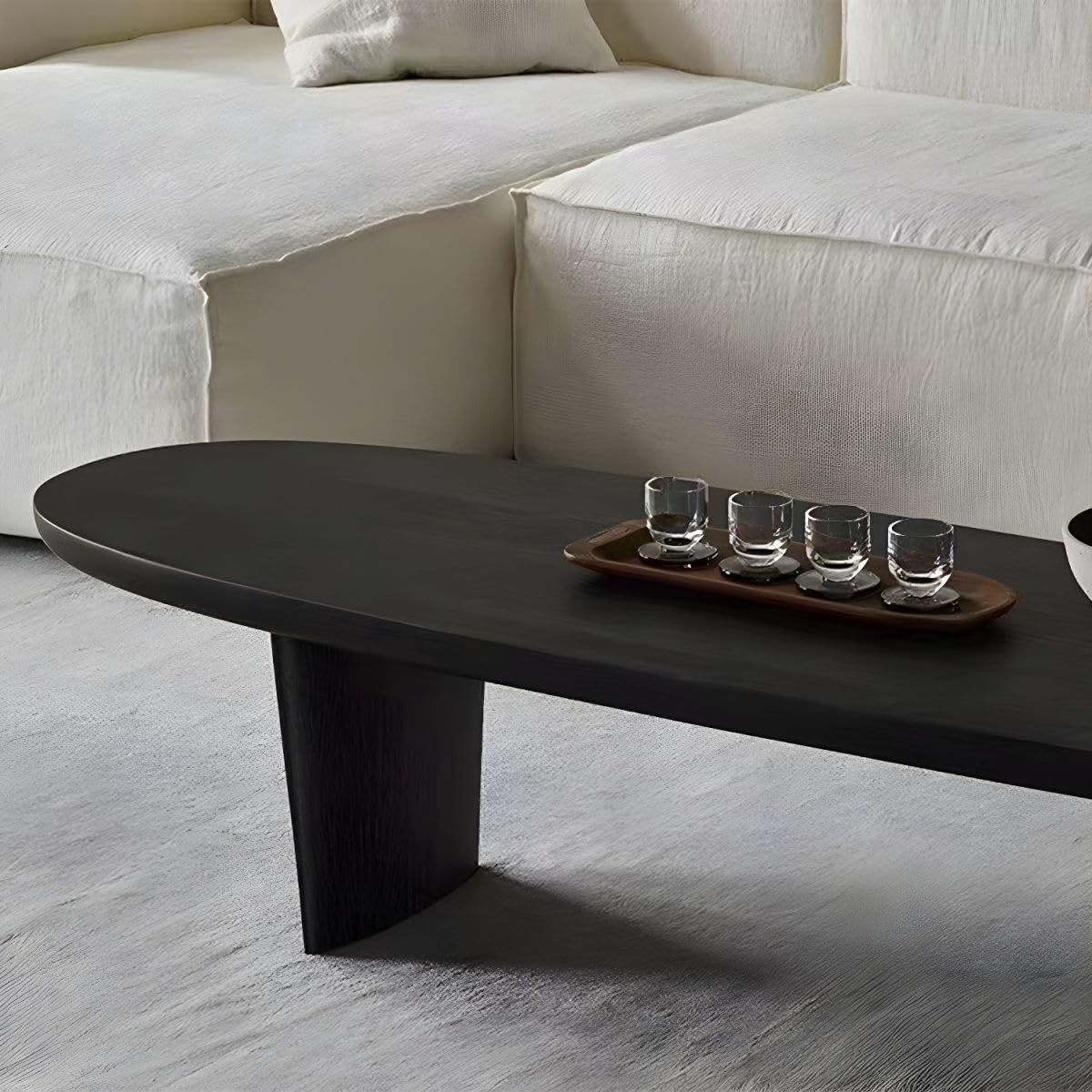 Black Wood Oval Coffee Table 59" L x 19" W x 16" H Y6255