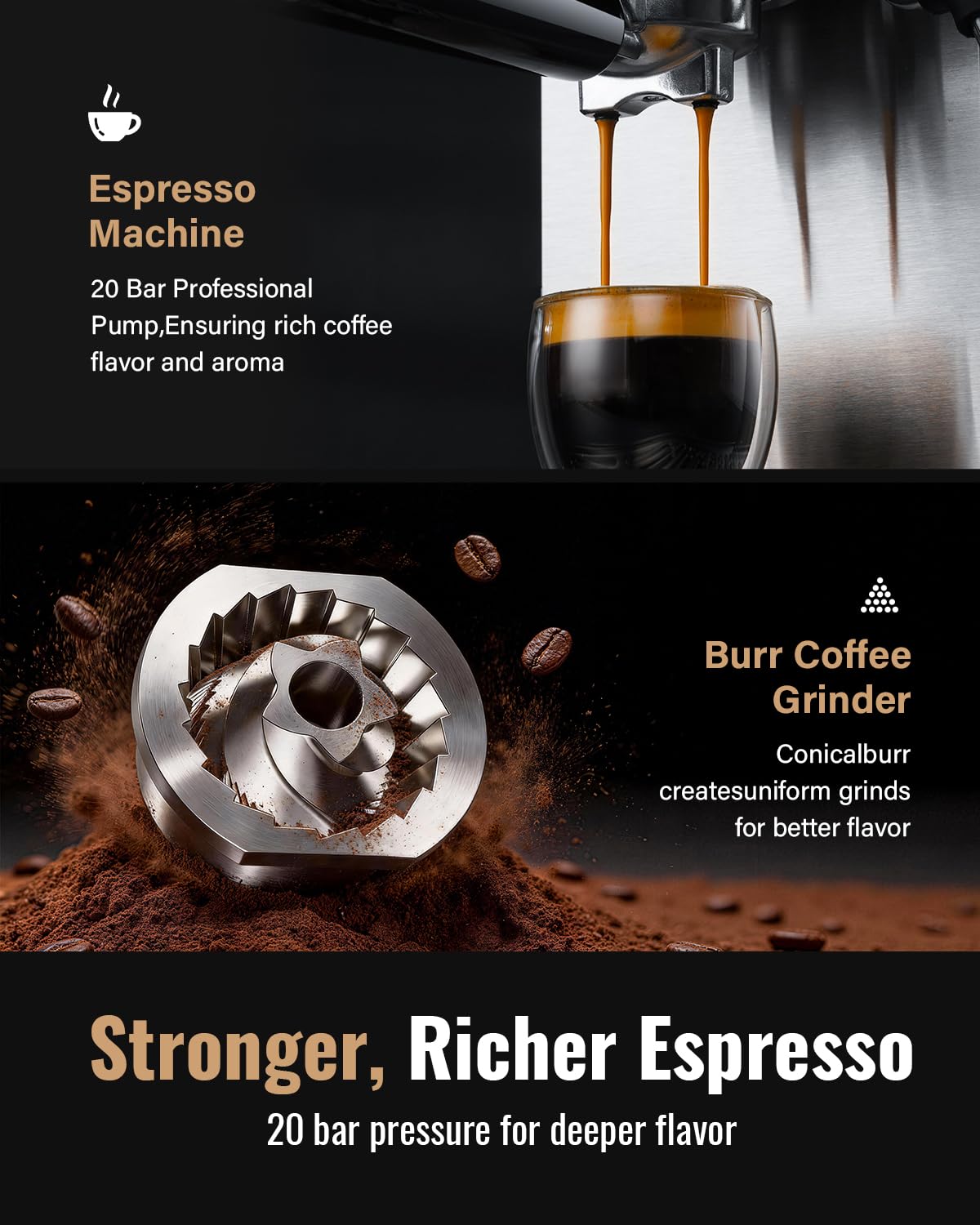 Espresso Machine with Grinder and 48 Grind Settings K650167