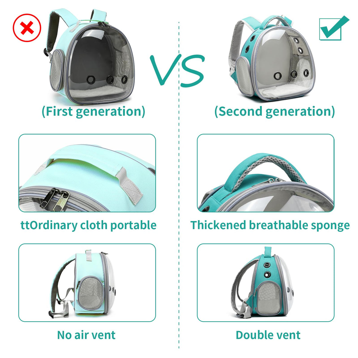 Portable Pet Backpack Carrier (Green) Z985569