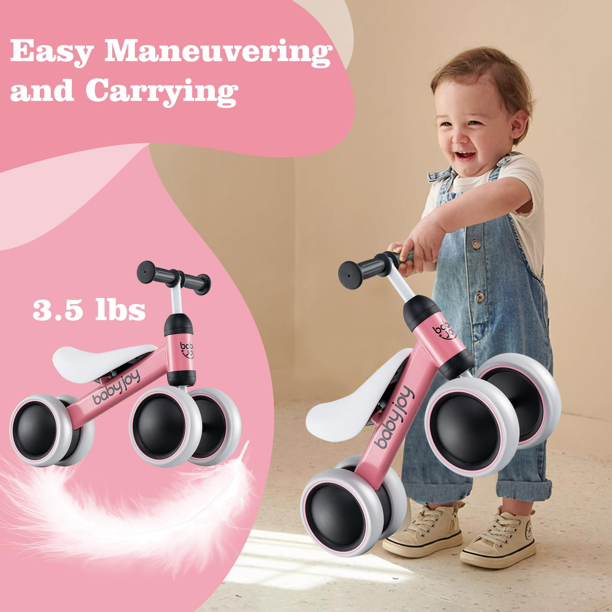 No Pedal 4 Wheels Toddler Balance Bike with Soft Seat T455455