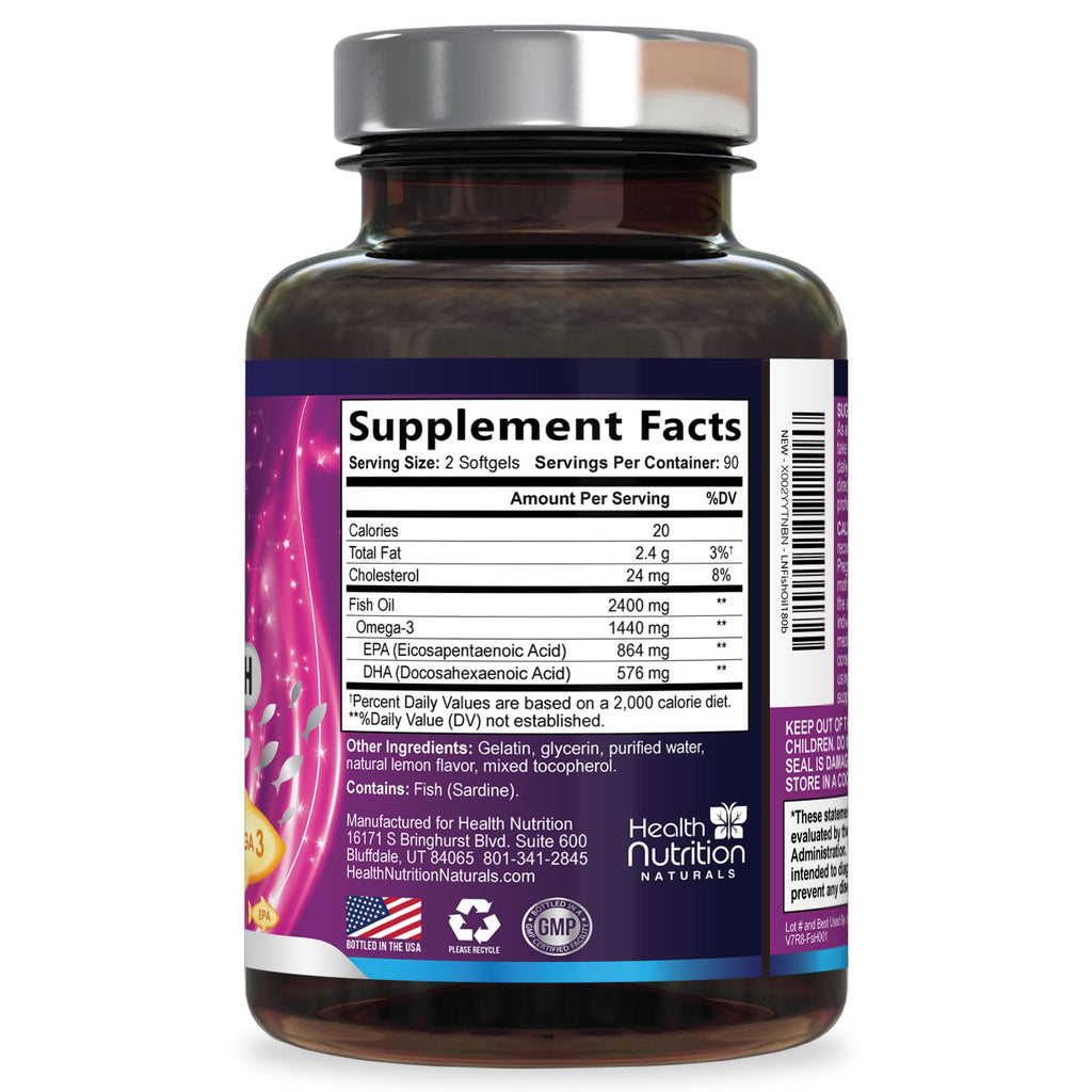 Omega 3 Fish Oil 2400mg Softgels T26173