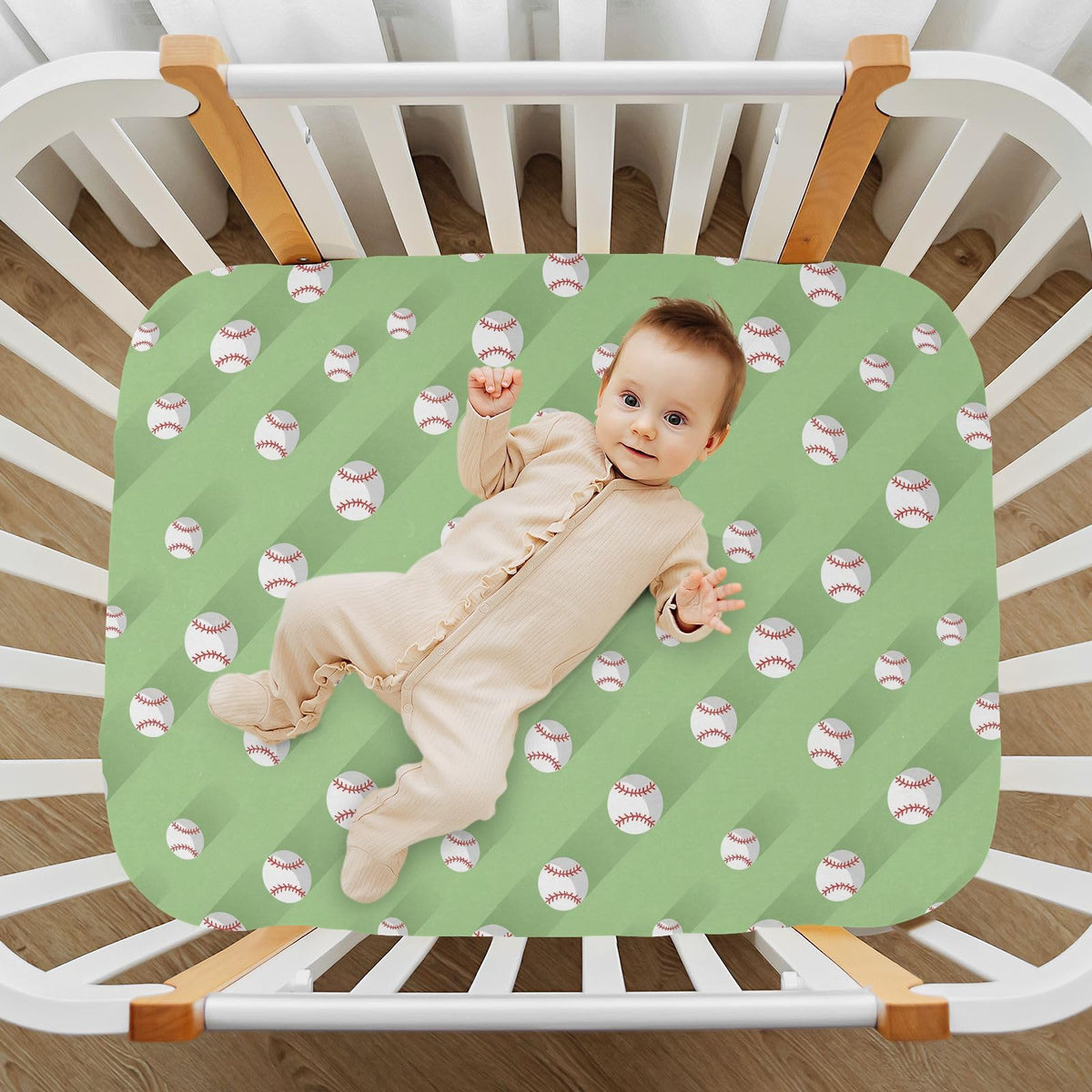 Baseball 3D Print Crib Sheet 52" x 28" N49567