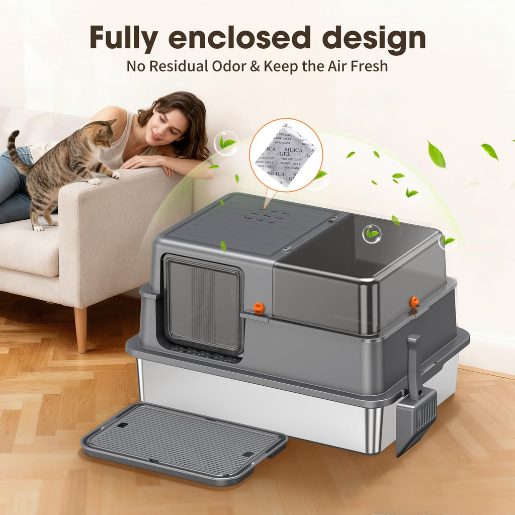 XXXL Stainless Steel Litter Box with Lid R6848