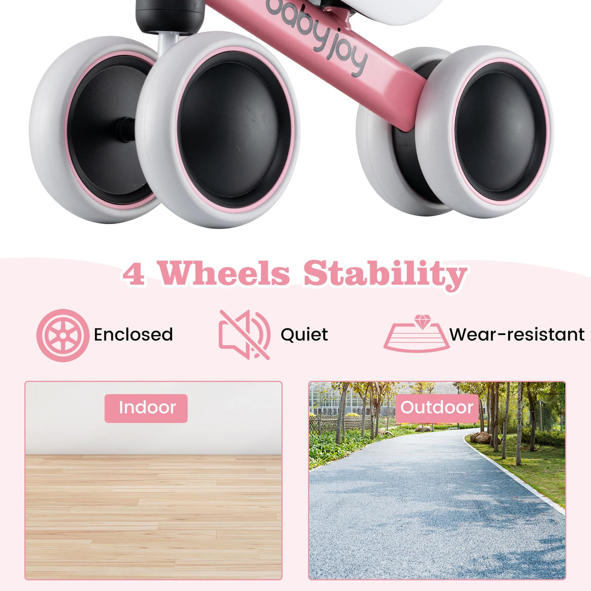 No Pedal 4 Wheels Toddler Balance Bike with Soft Seat T455455
