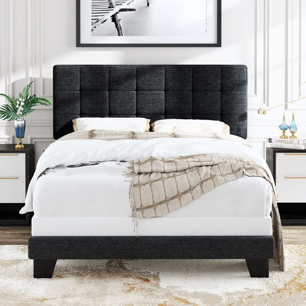 Queen Size Panel Bed Frame Dark Grey V395