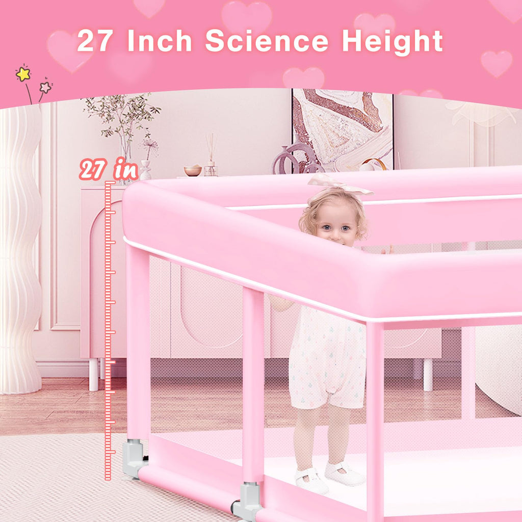 Pink Baby Playpen 74x50 Inches with Mesh Q187