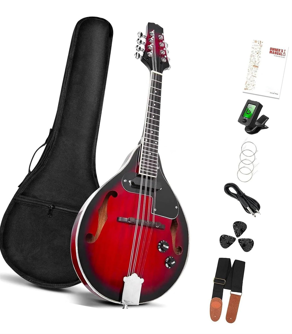 Red Sunburst Mahogany Wood Acoustic Electric Mandolin Z6616