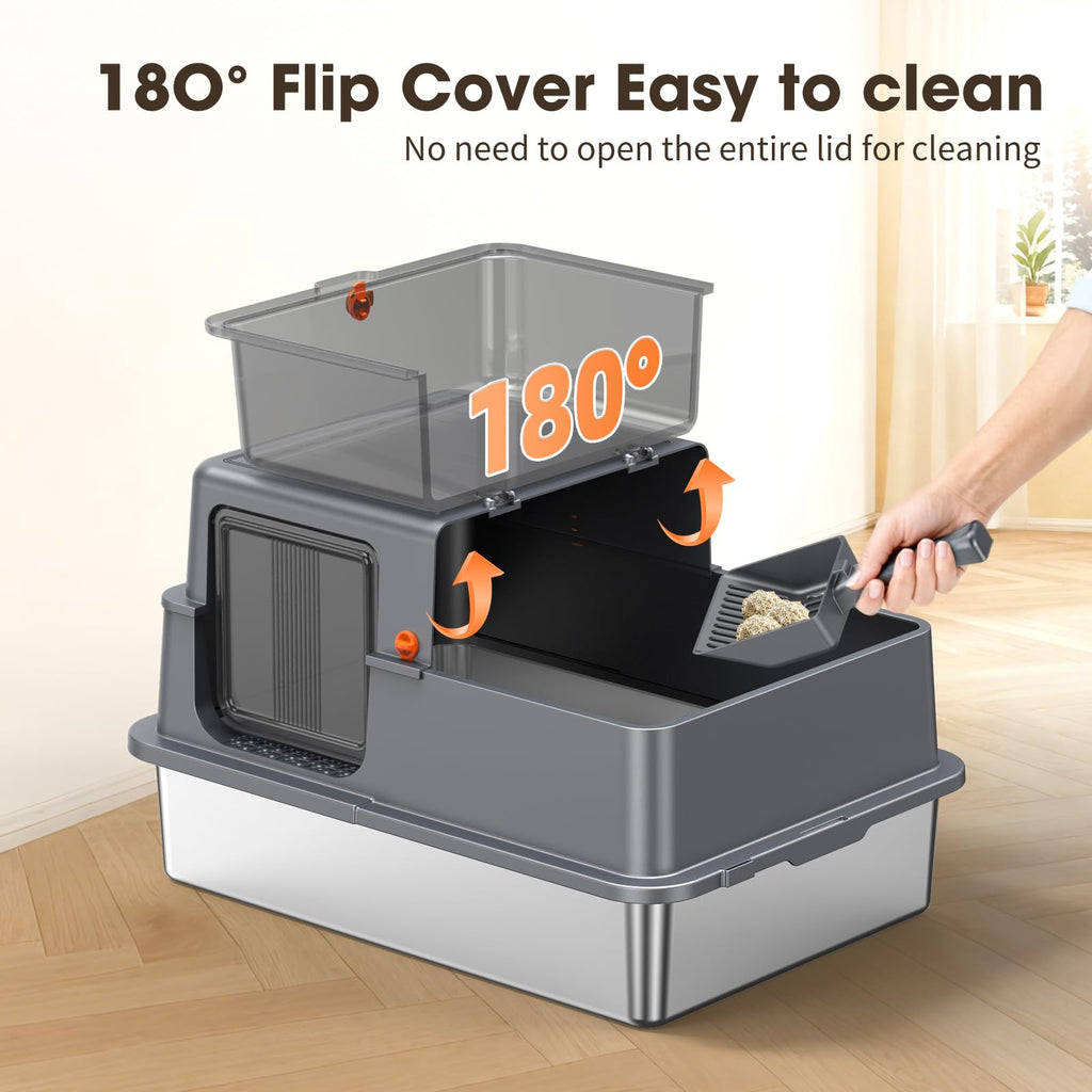 XXXL Stainless Steel Litter Box with Lid R6848
