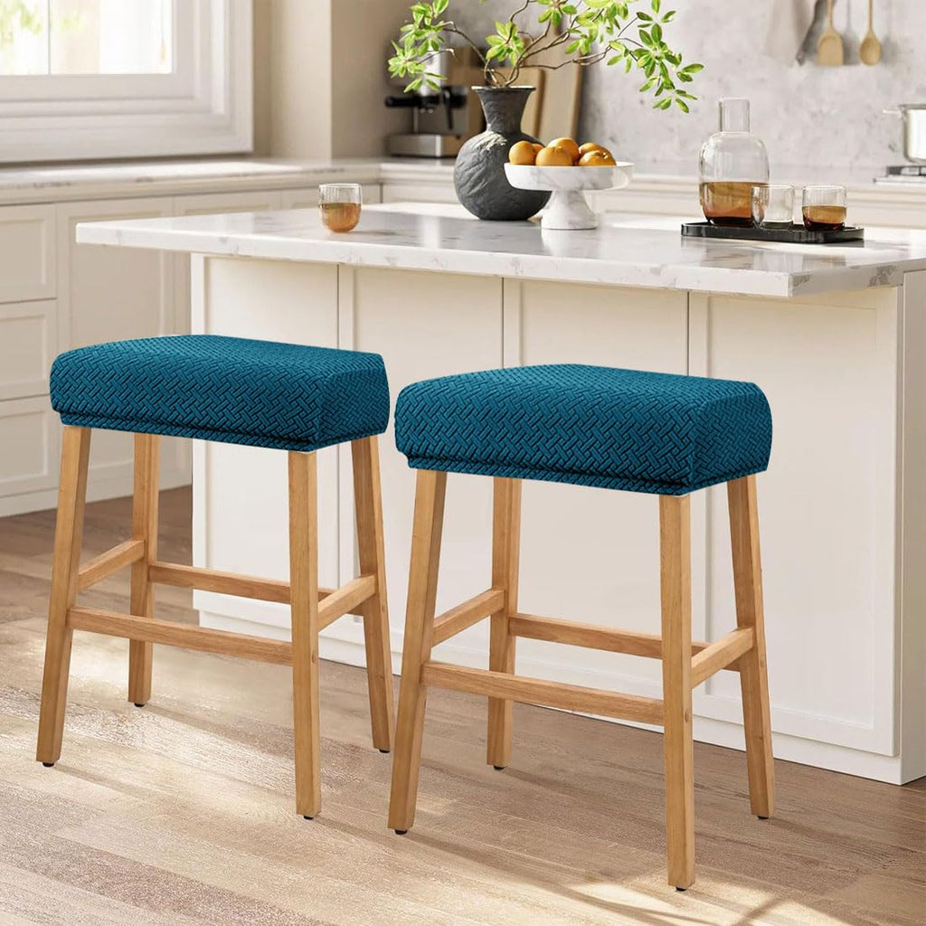 Set of 4 Deep Teal Jacquard Stretch Stool Covers N4203