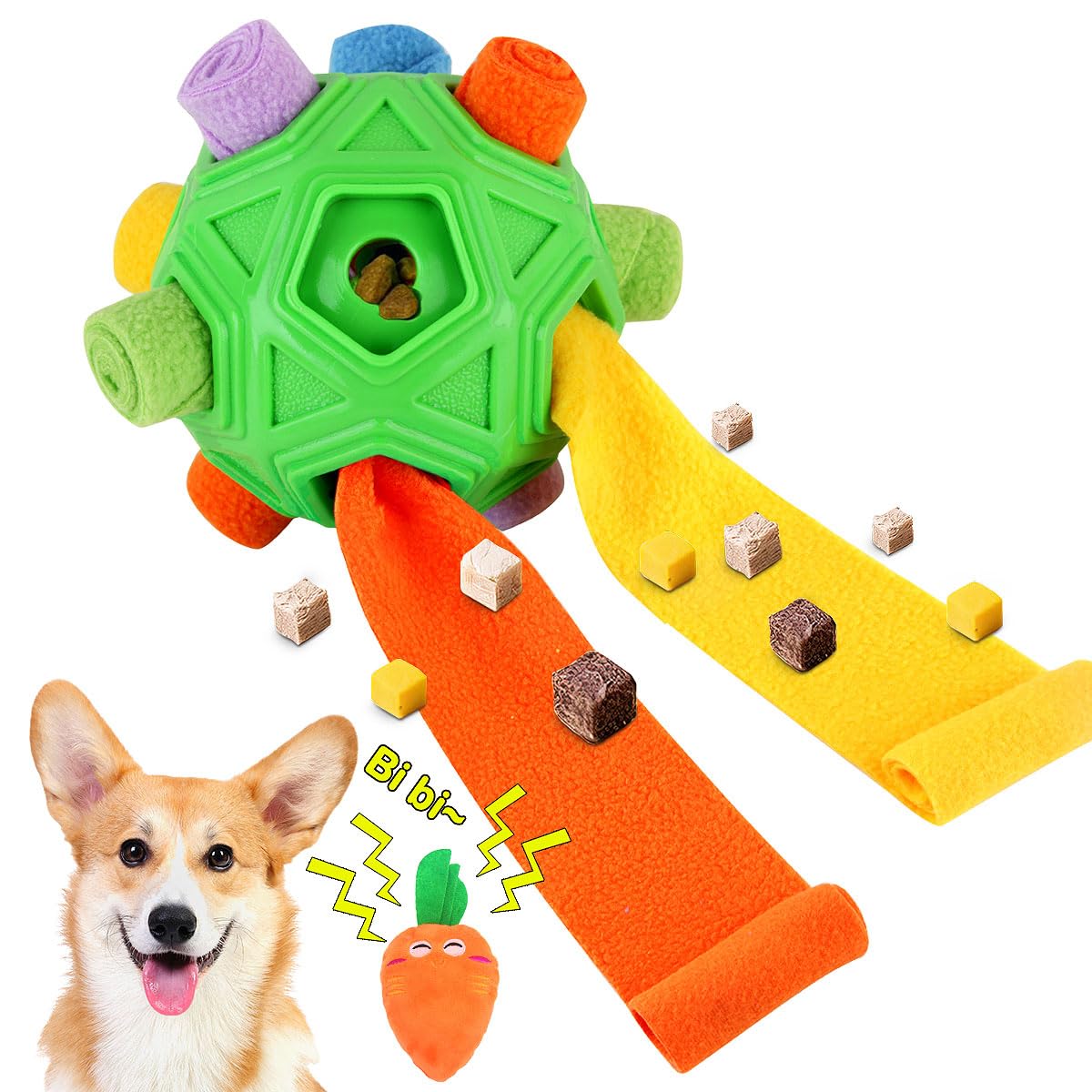 Interactive Puzzle Dog Toys Slow Feeder with Squeaky Carrot Toy X334