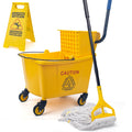 35 Qt Side Press Mop Bucket on Wheels Set, Yellow W8617