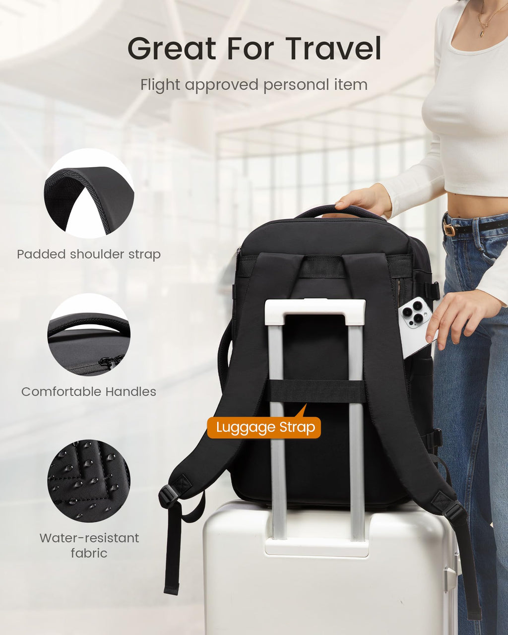 40L Waterproof Travel Backpack with 2 Cubes D901483