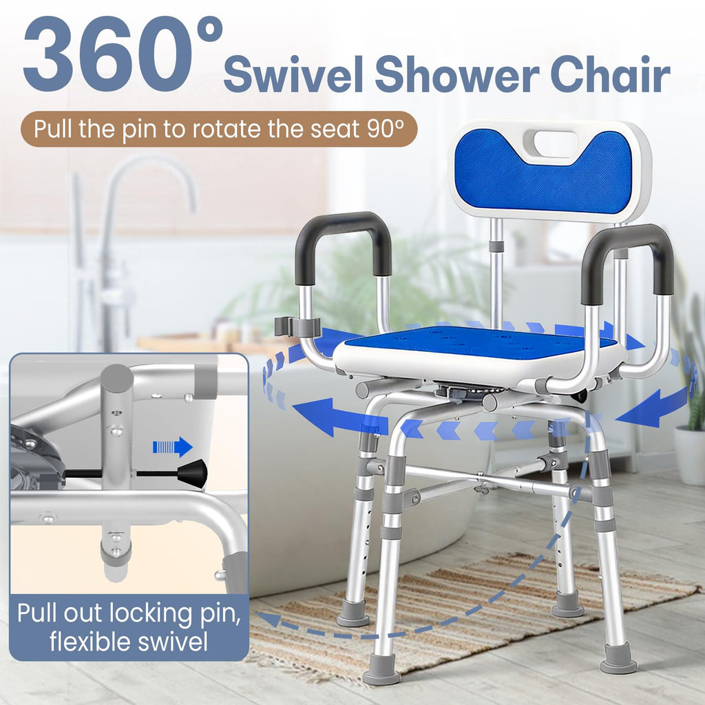 550 lbs Capacity Swivel Shower Chair with Back and Arms Q81634