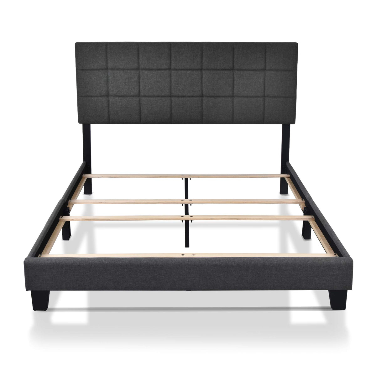 Queen Size Panel Bed Frame Dark Grey V395