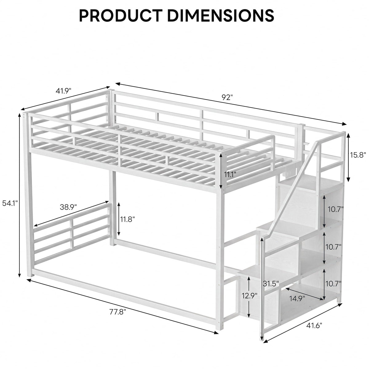 Twin Over Twin Bunk Bed with Stairs J609382