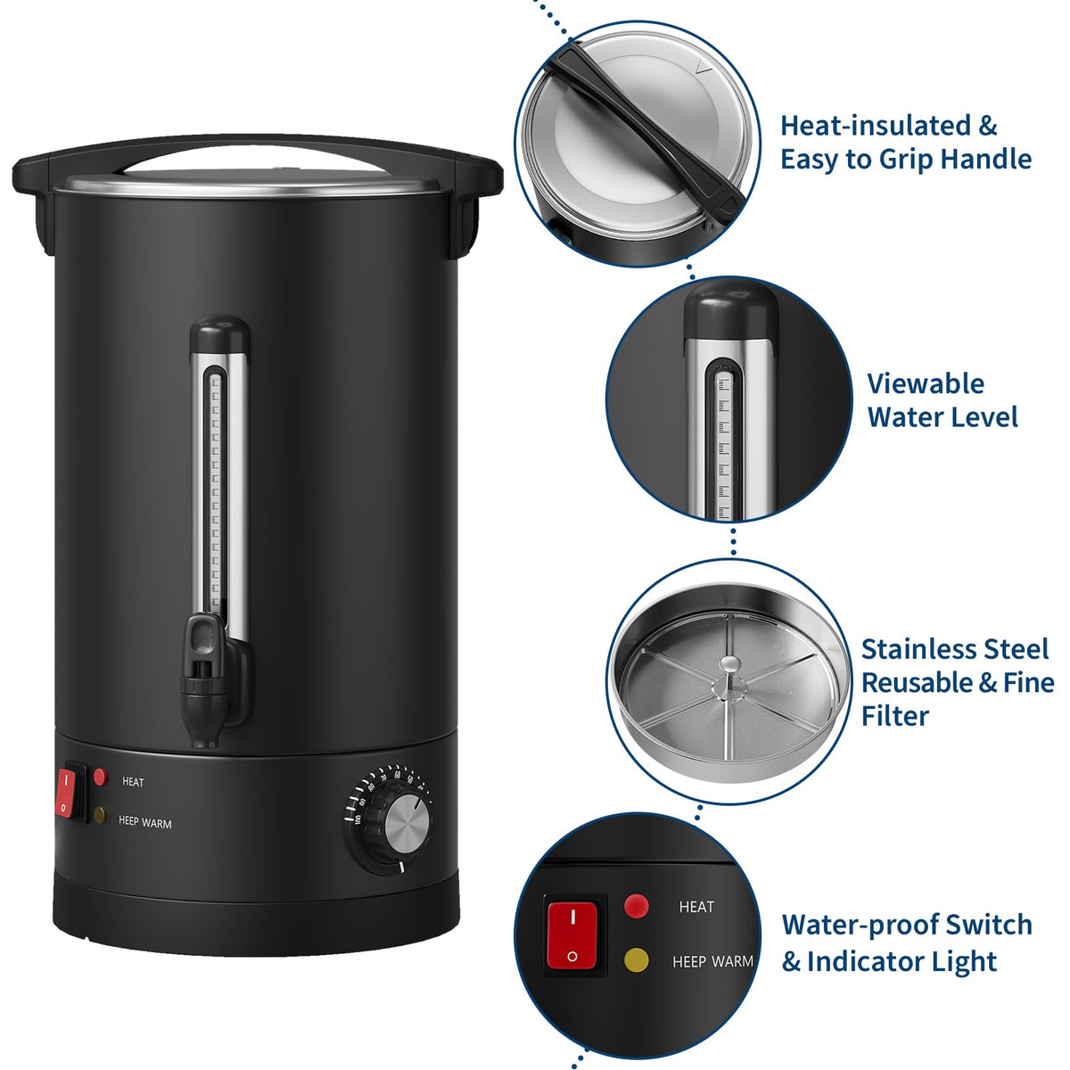 12 L Double Wall Stainless Steel Coffee Urn F123