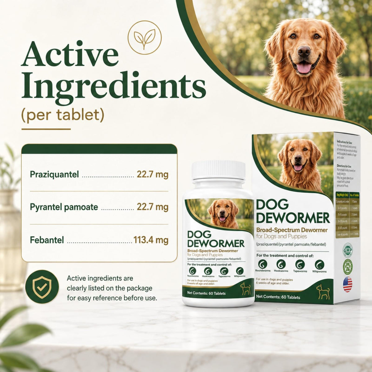 Dewormer for Dogs, 60 Tablets T84853