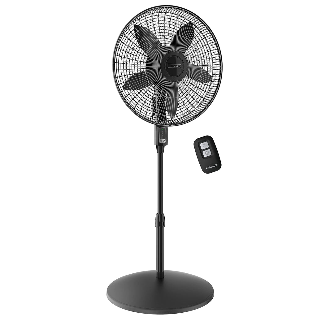 Oscillating Pedestal Fan, Adjustable Height, Remote Control, 4 Speeds, 18", Black R759