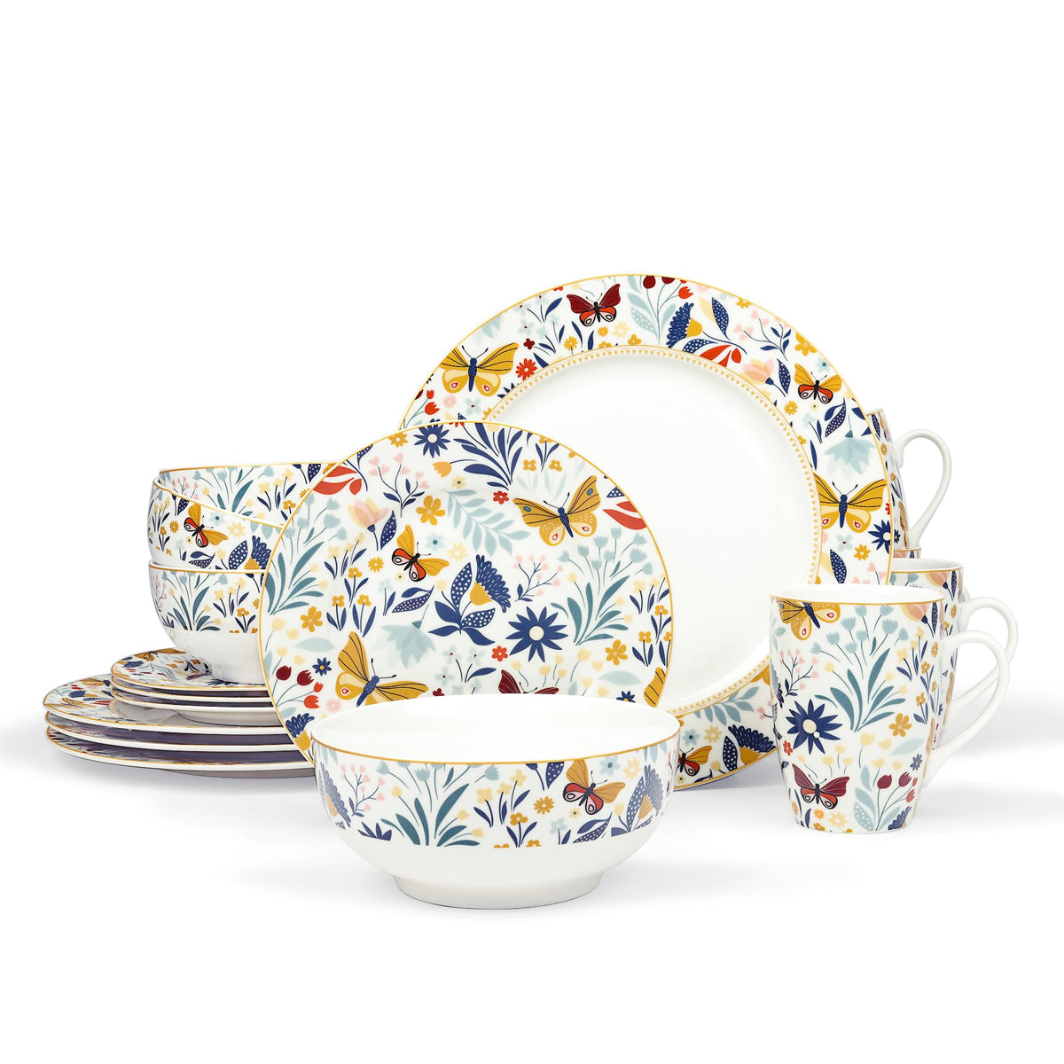 16 Piece Vintage Porcelain Dinnerware Set for 4 E1056