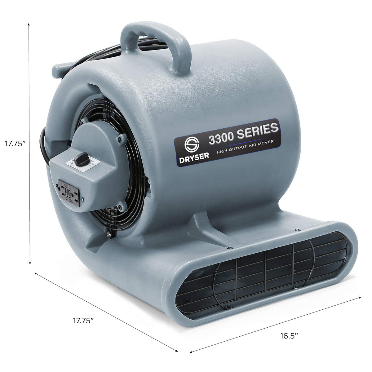 3 Speed 1/3 HP Industrial Floor Fan with 2 GFCI Outlets Q762